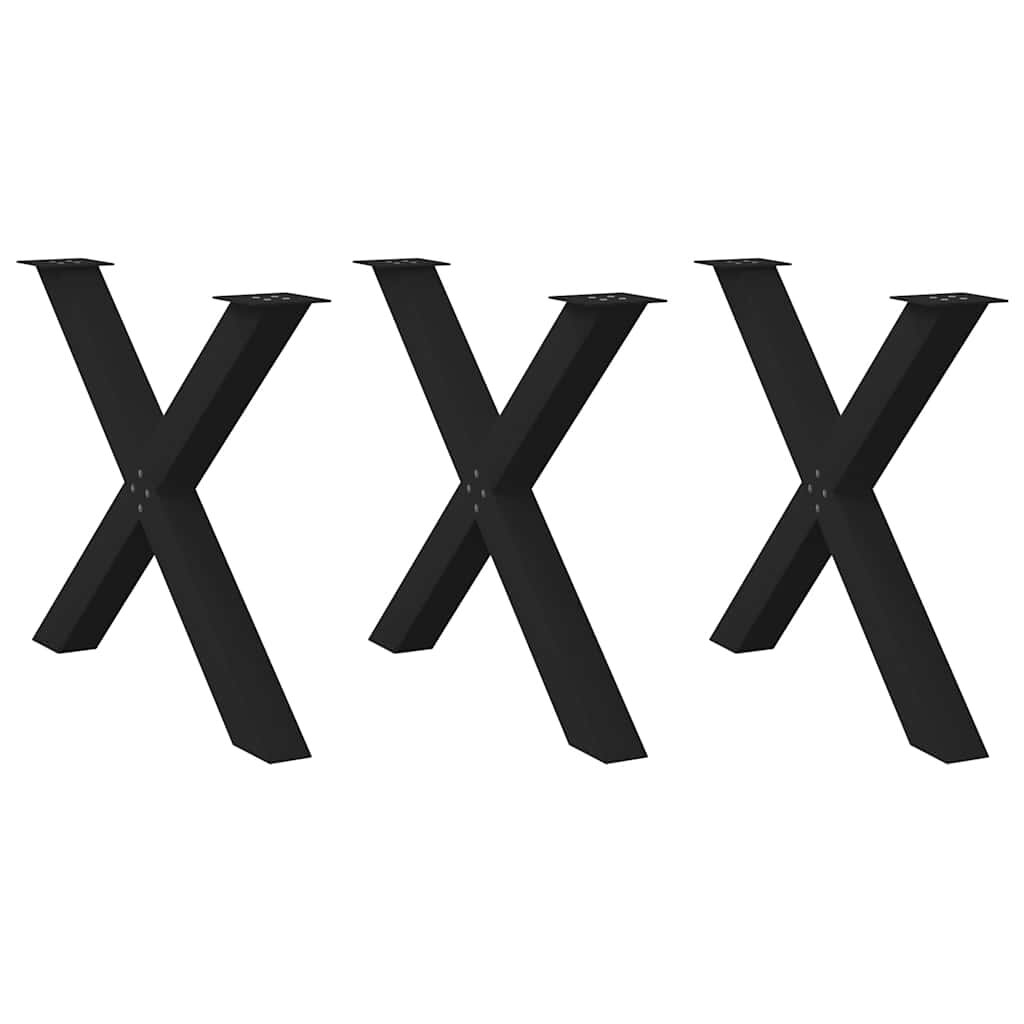 vidaXL Крака за трапезна маса X-образни 3 бр. черни 90 x (72-73) см стомана