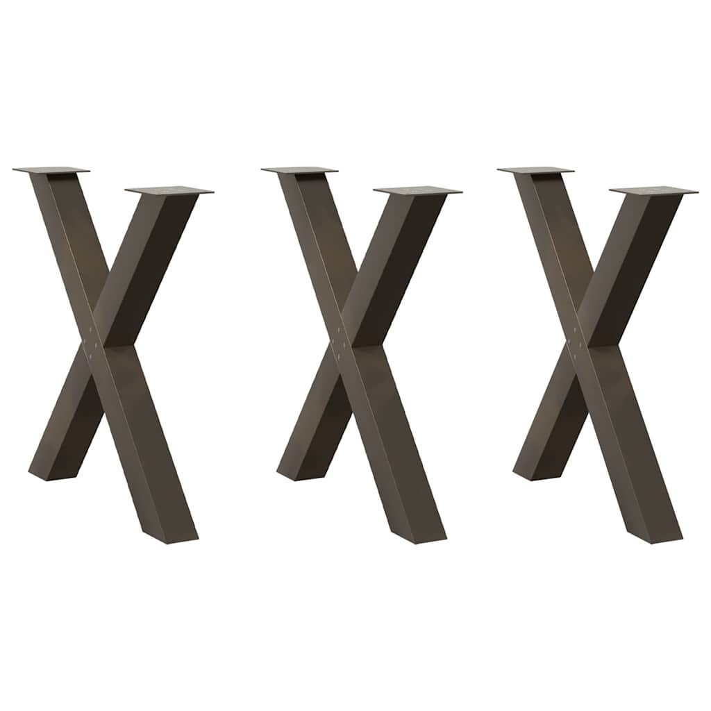 vidaXL Крака за трапезна маса X-образни 3 бр. естествена стомана 80 x (72-73) см стомана