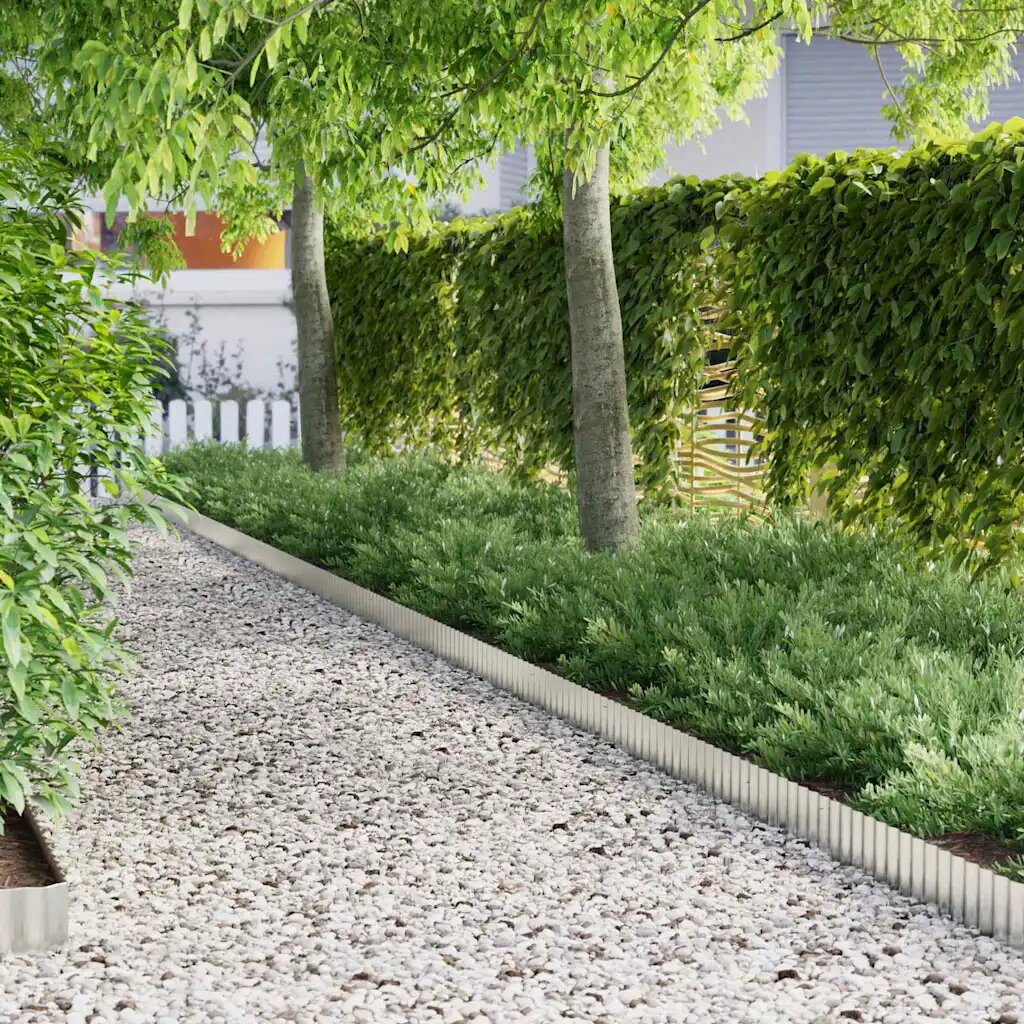 vidaXL Край на Тревата 1000 x 15 x 003 см Поцинкована стомана