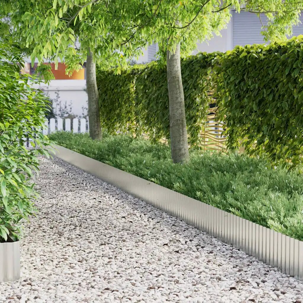 vidaXL Край на Тревата 1000 x 25 x 003 см Поцинкована стомана