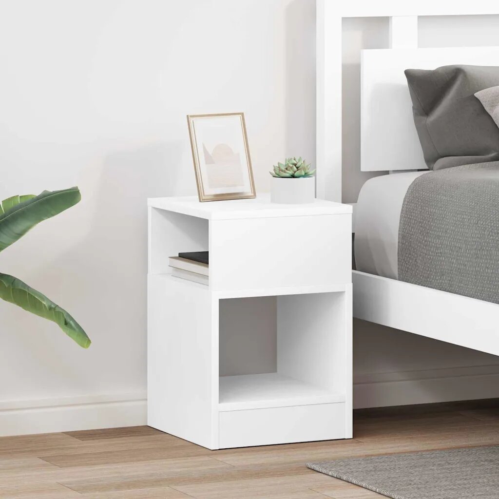 vidaXL Крайна масичка 2 бр. Бяло 305 x 30 x 45 см Инженерна дървесина