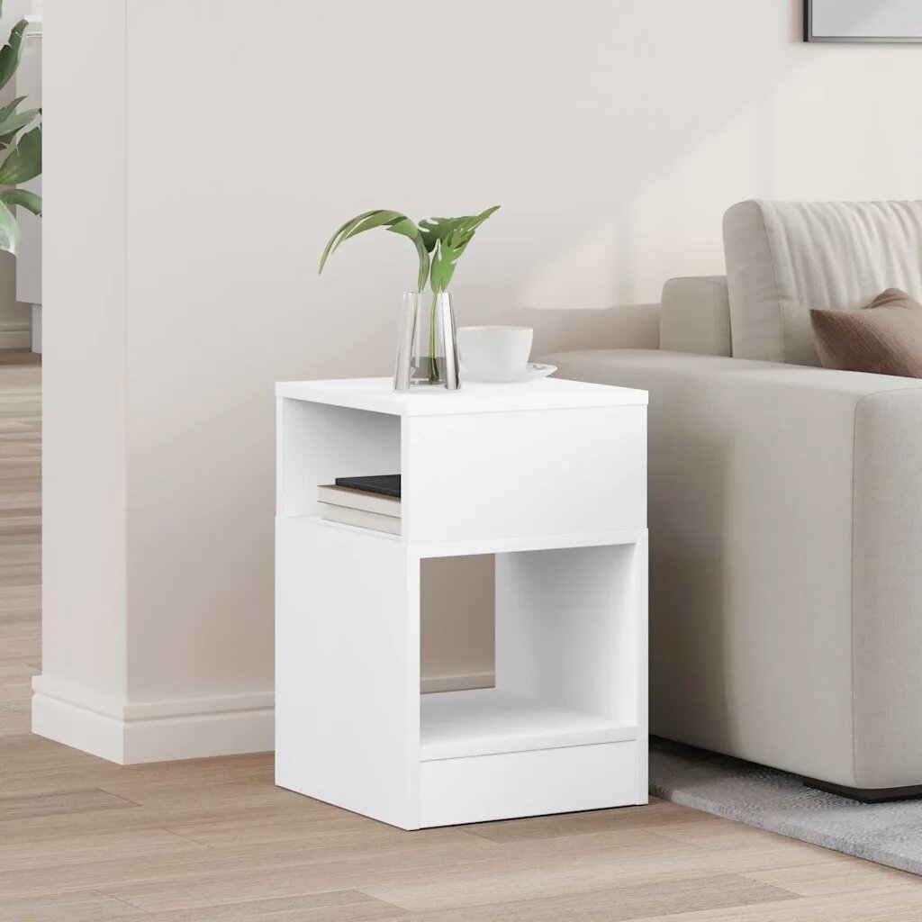 vidaXL Крайна масичка Бяло 305 x 30 x 45 см Инженерна дървесина