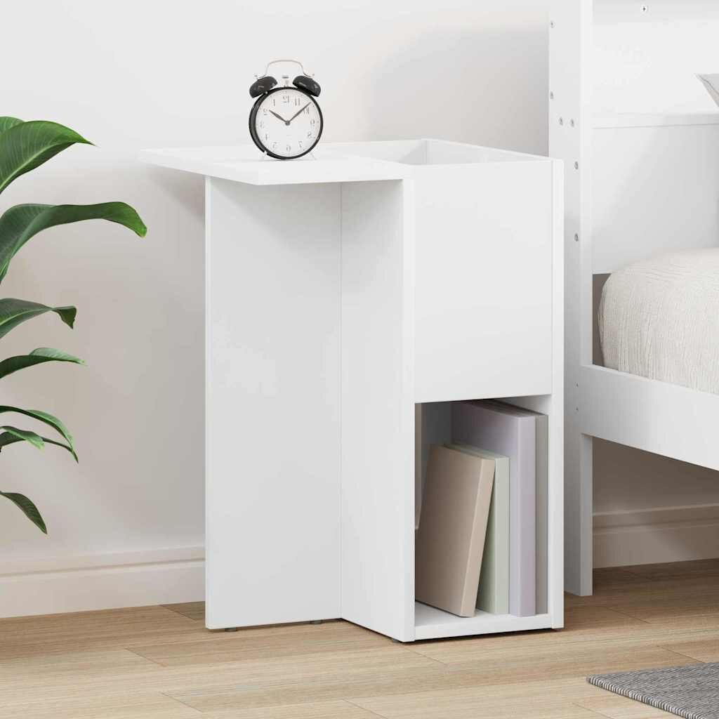 vidaXL Крайна масичка Бяло 35 x 40 x 55 см Инженерна дървесина