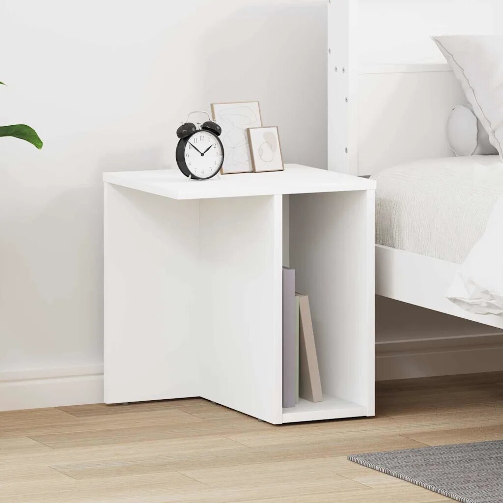 vidaXL Крайна масичка Бяло 37 x 32 x 40 см Инженерна дървесина