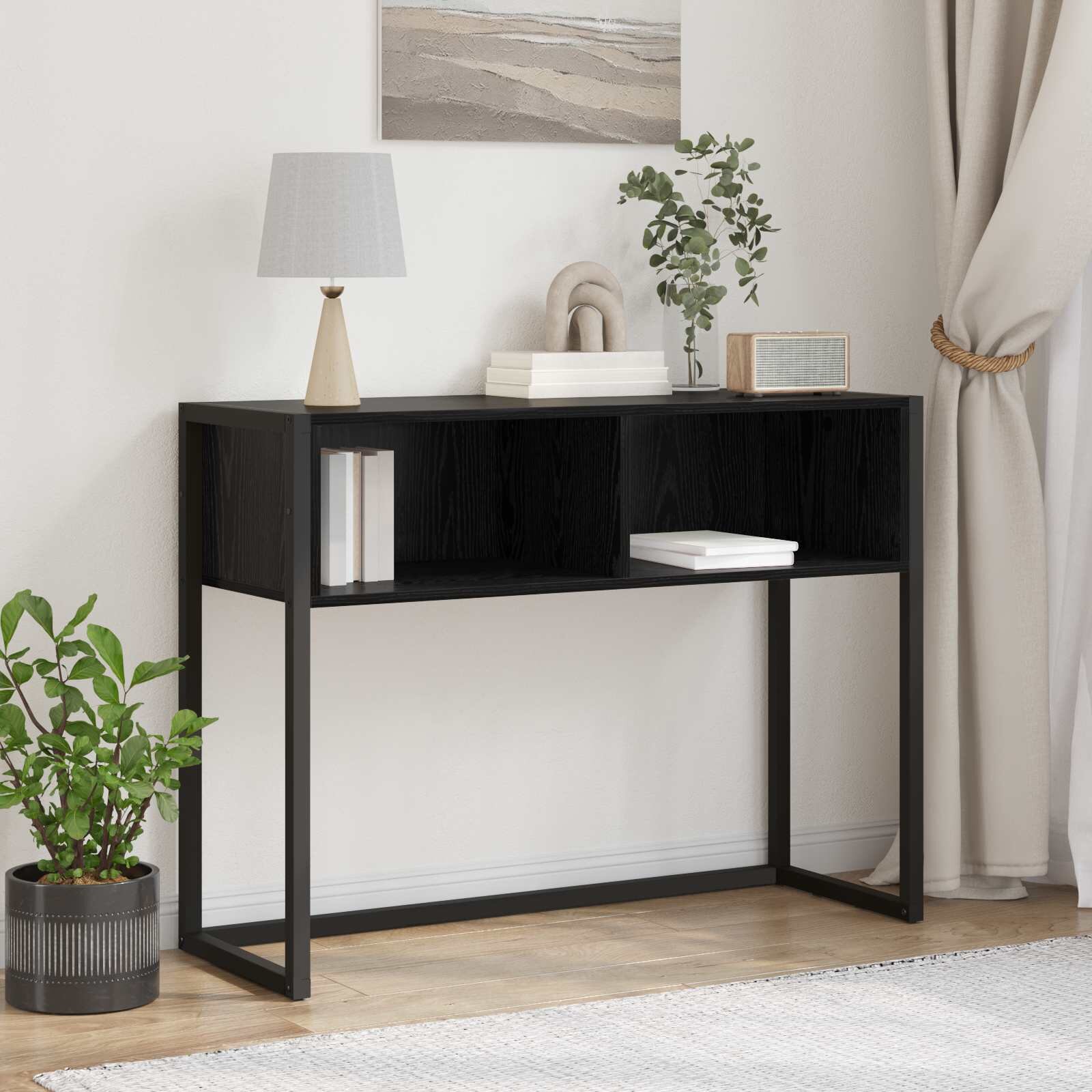 vidaXL Крайна масичка Черния дъб 100 x 36 x 75 см Инженерна дървесина
