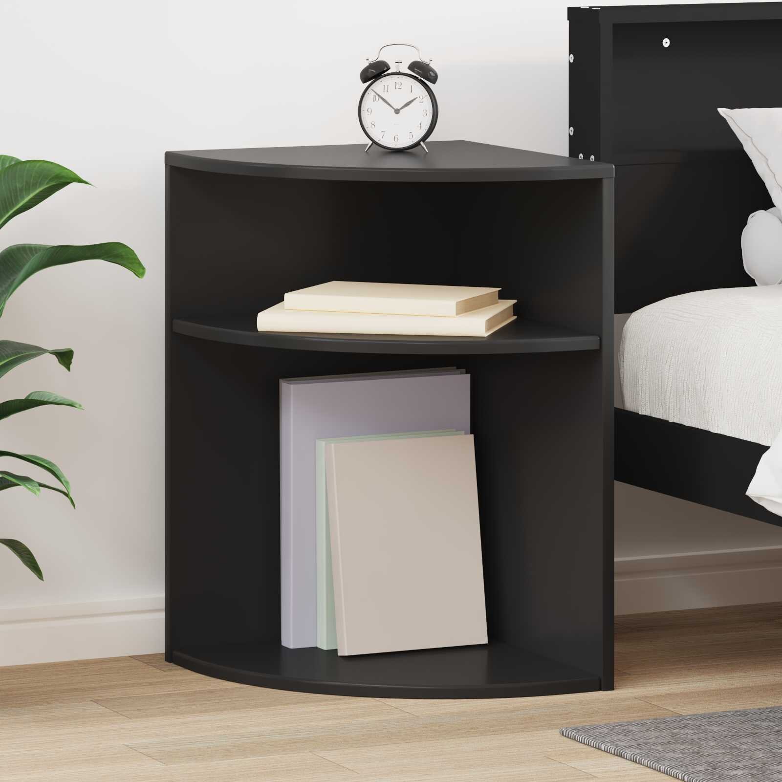 vidaXL Крайна масичка Черно 397 x 397 x 60 см Инженерна дървесина