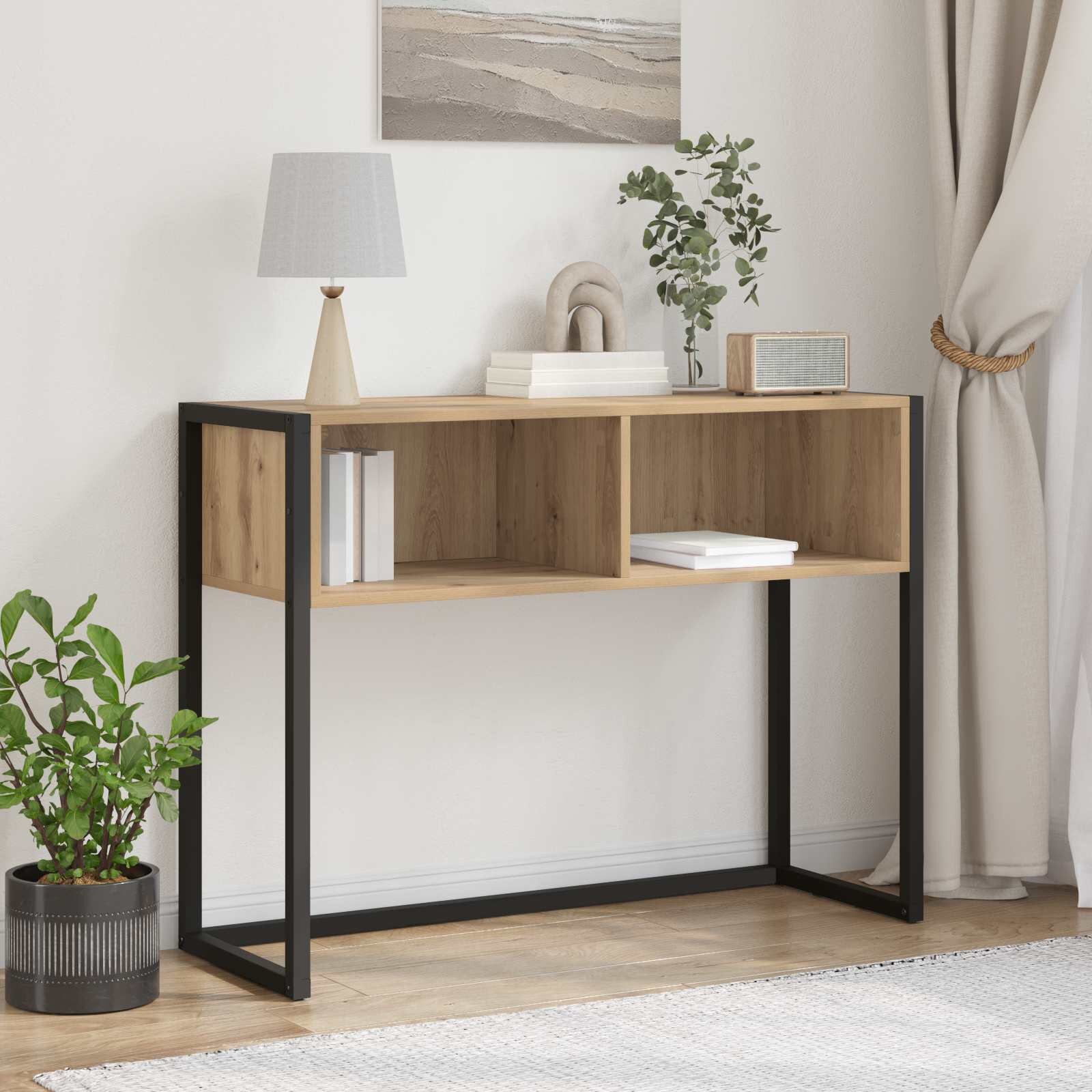 vidaXL Крайна масичка Дъб Артизан 100 x 36 x 75 см Инженерна дървесина