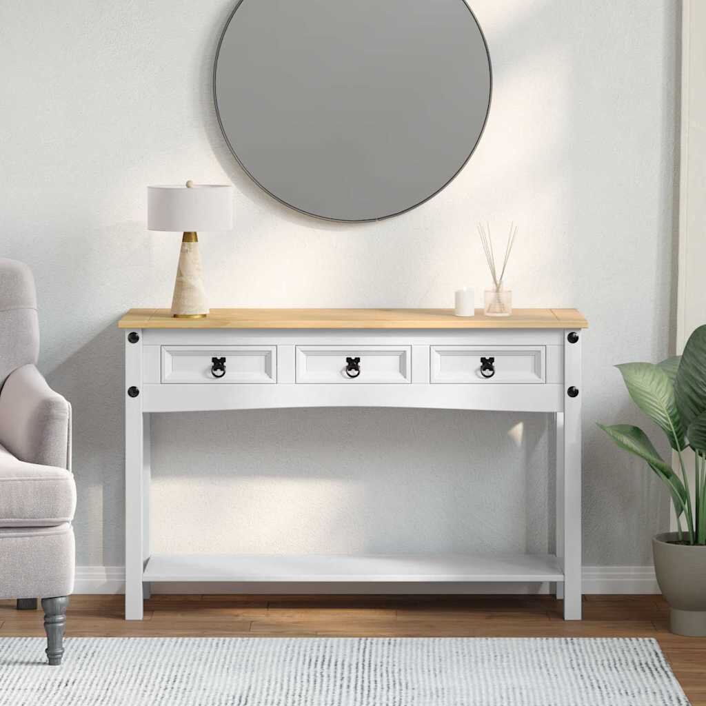vidaXL Крайна масичка с чекмедже Corona Бяло 114 x 345 x 73 см