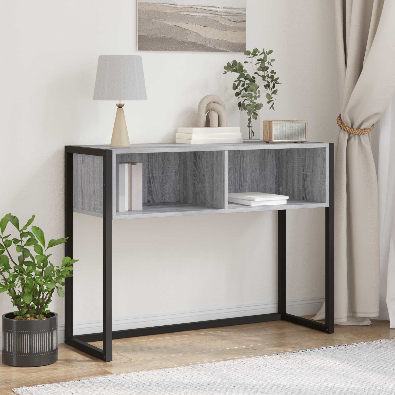 vidaXL Крайна масичка Сив Сонома 100 x 36 x 75 см Инженерна дървесина
