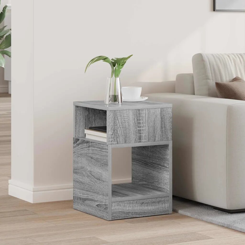vidaXL Крайна масичка Сив Сонома 305 x 30 x 45 см Инженерна дървесина