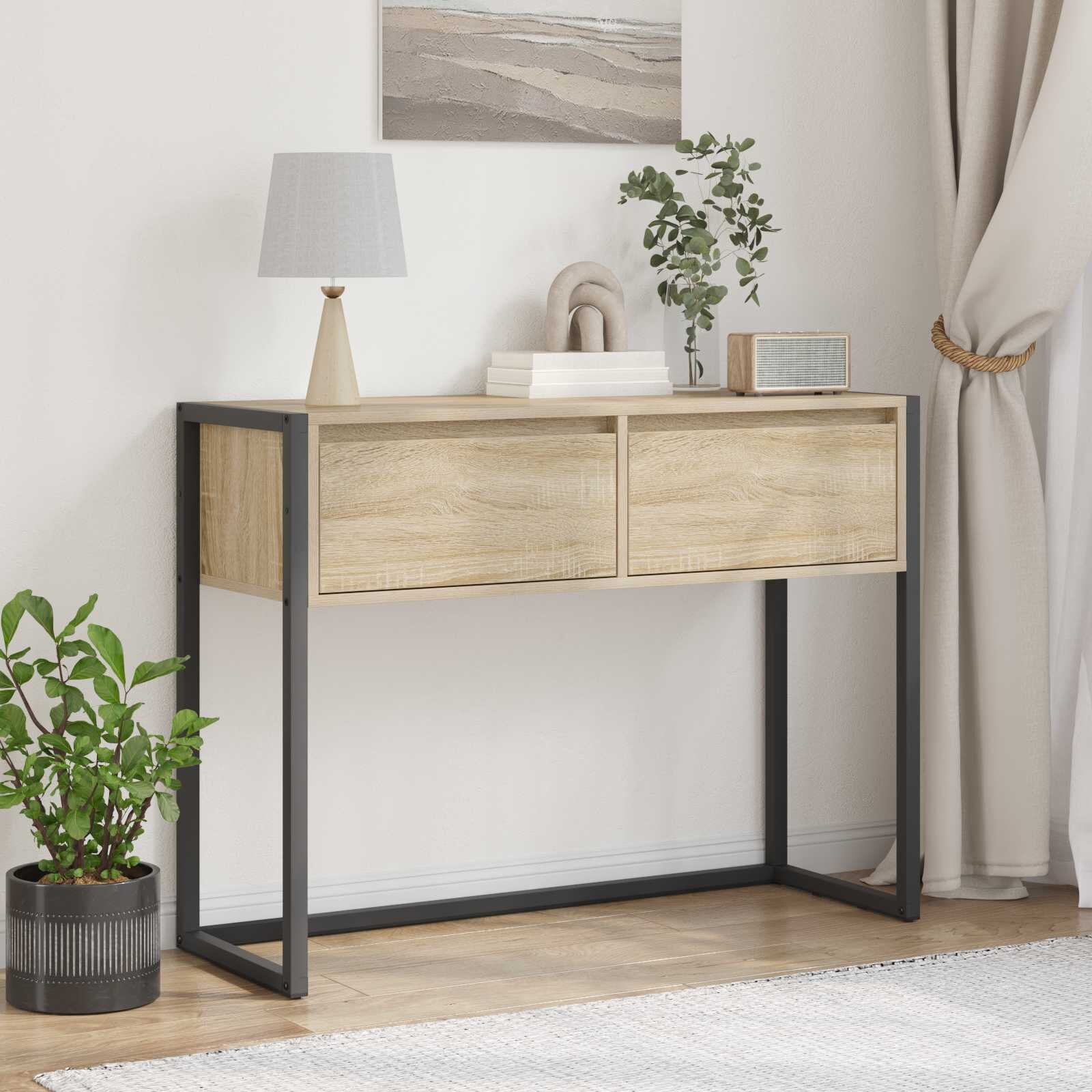 vidaXL Крайна масичка Сонома 100 x 36 x 75 см Инженерна дървесина