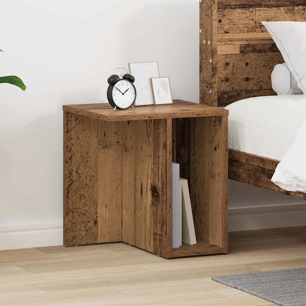 vidaXL Крайна масичка Старо дърво 37 x 32 x 40 см Инженерна дървесина