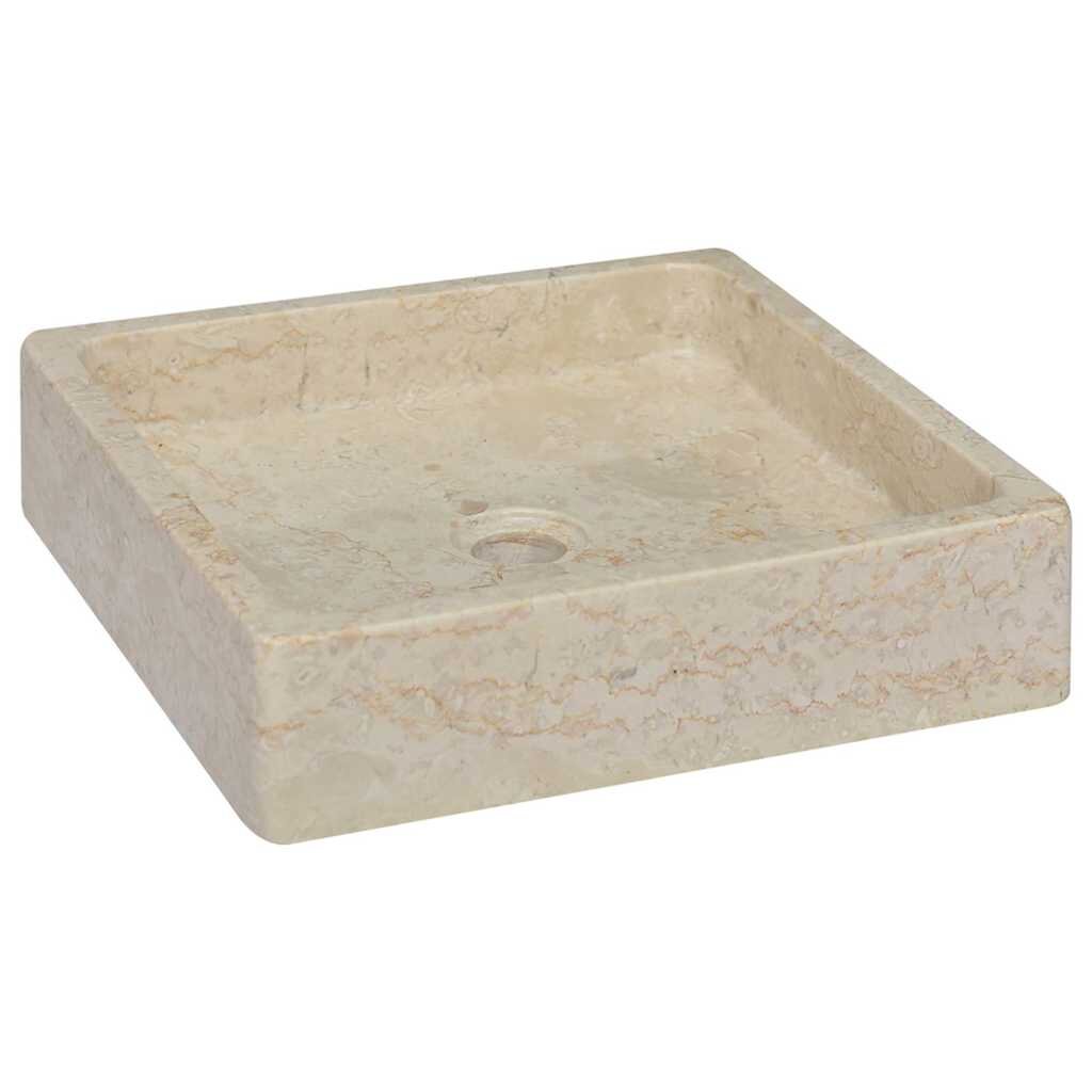 vidaXL Кремава мивка 40x40x10 см мрамор