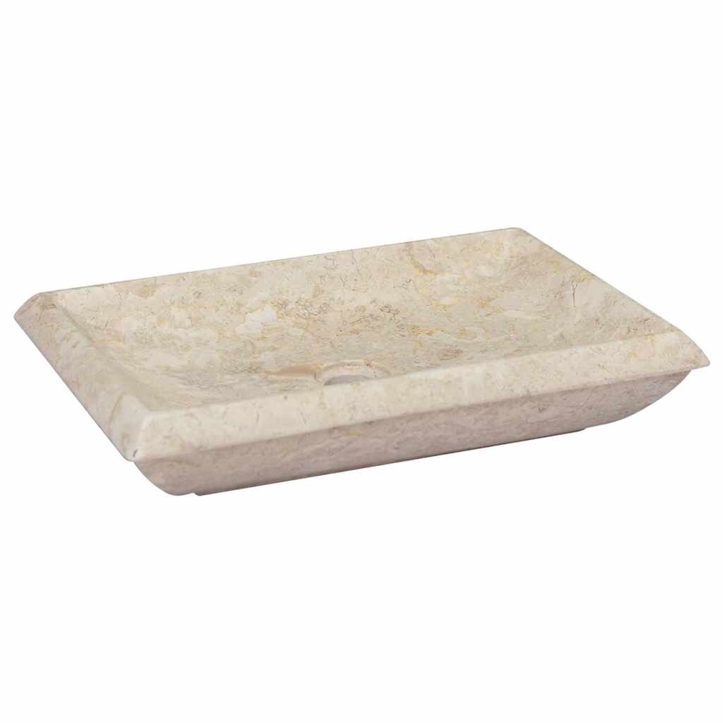 vidaXL Кремава мивка 50x35x10 см мрамор