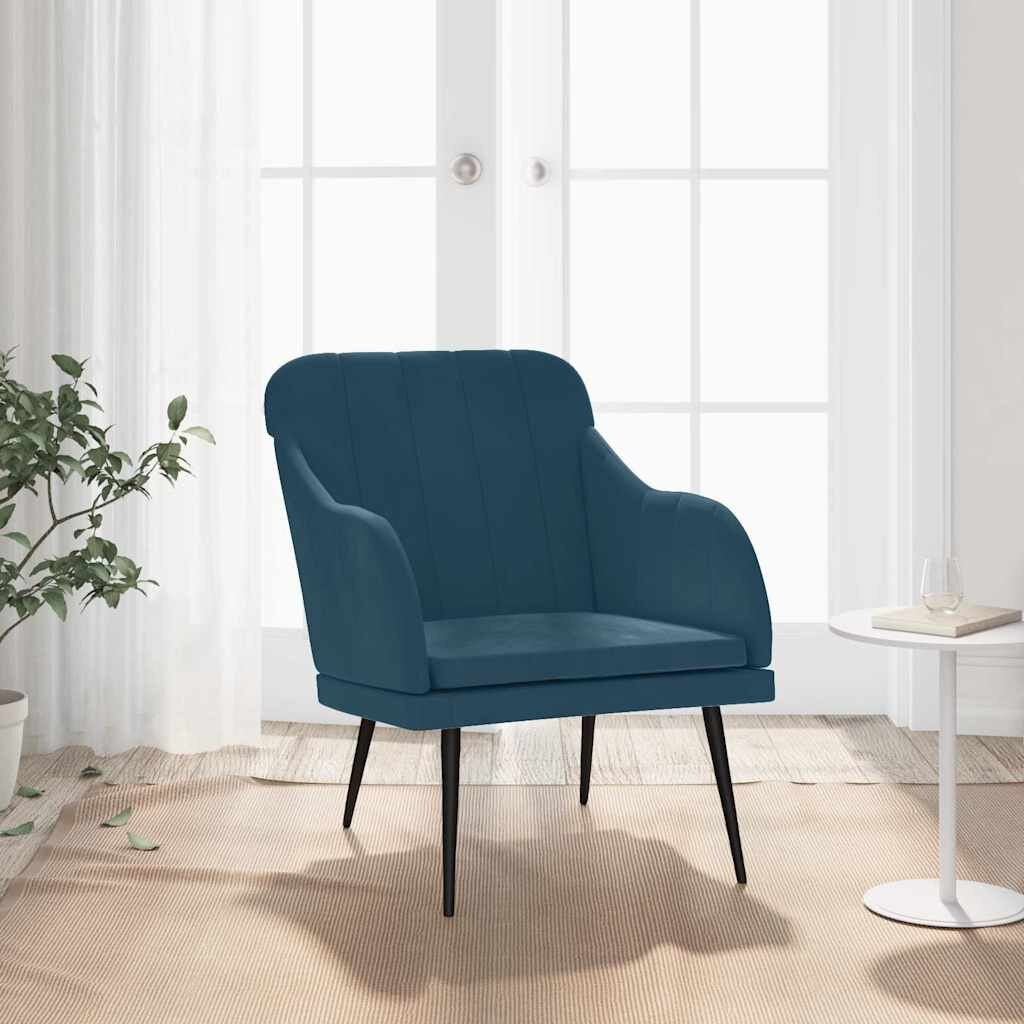 vidaXL Кресло синьо 63x76x80 см кадифе
