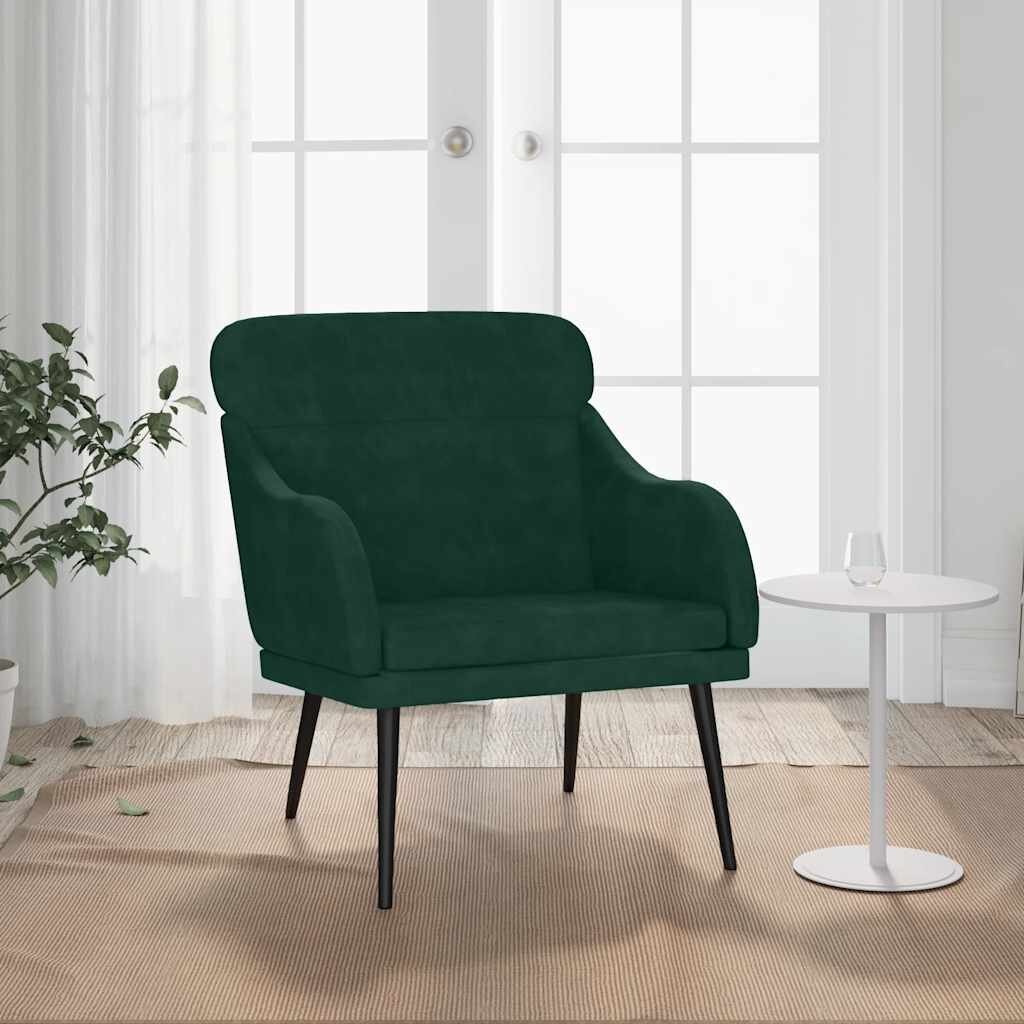 vidaXL Кресло тъмнозелено 63x76x80 см кадифе