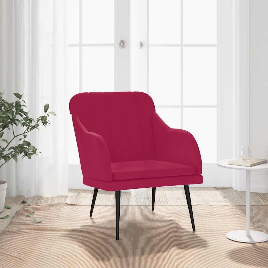 vidaXL Кресло виненочервено 63x76x80 см кадифе