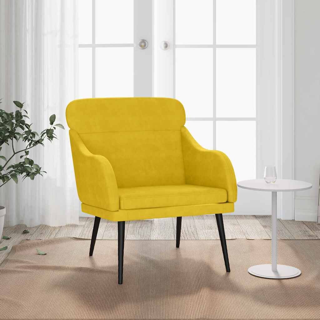 vidaXL Кресло жълто 63x76x80 см кадифе