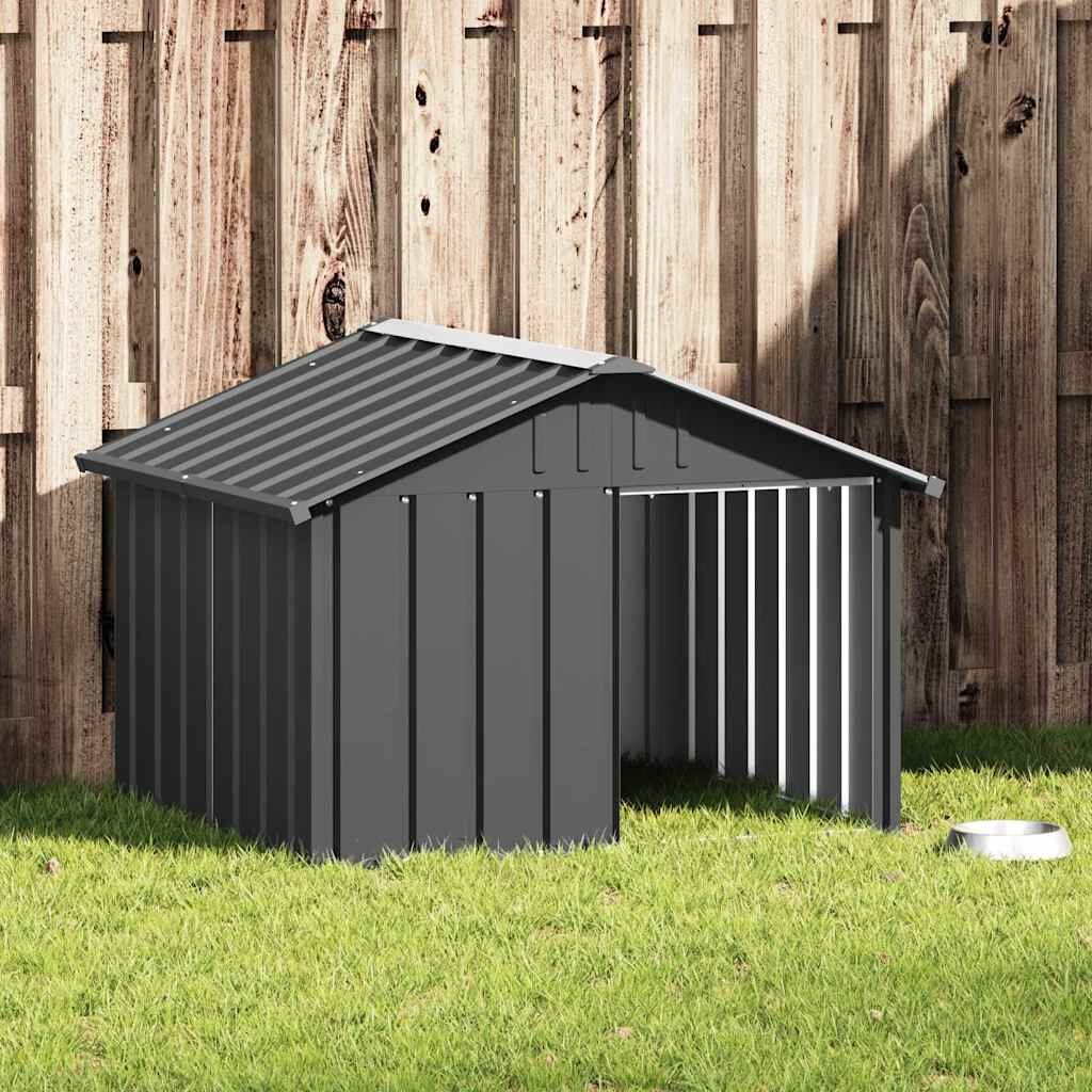 vidaXL Кучешка къща антрацит 1165x103x815 см поцинкована стомана