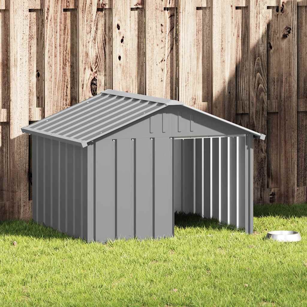 vidaXL Кучешка къща сива 1165x103x815 см поцинкована стомана