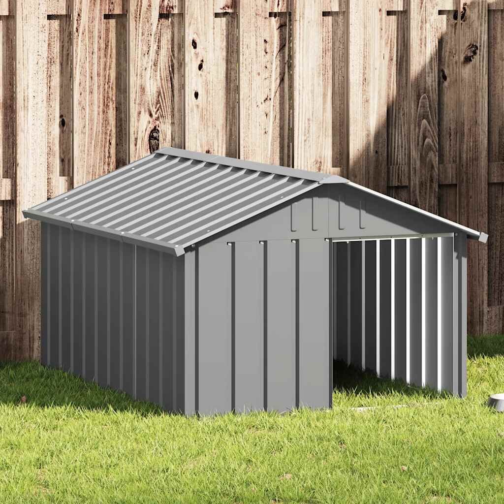 vidaXL Кучешка къща сива 1165x153x815 см поцинкована стомана