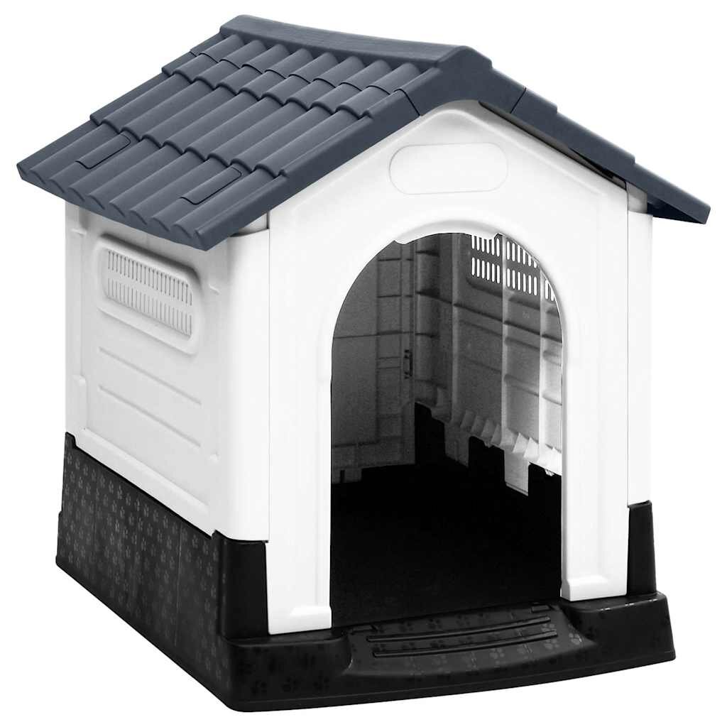 vidaXL Кучешка къщичка сива 57x68x66 см полипропилен
