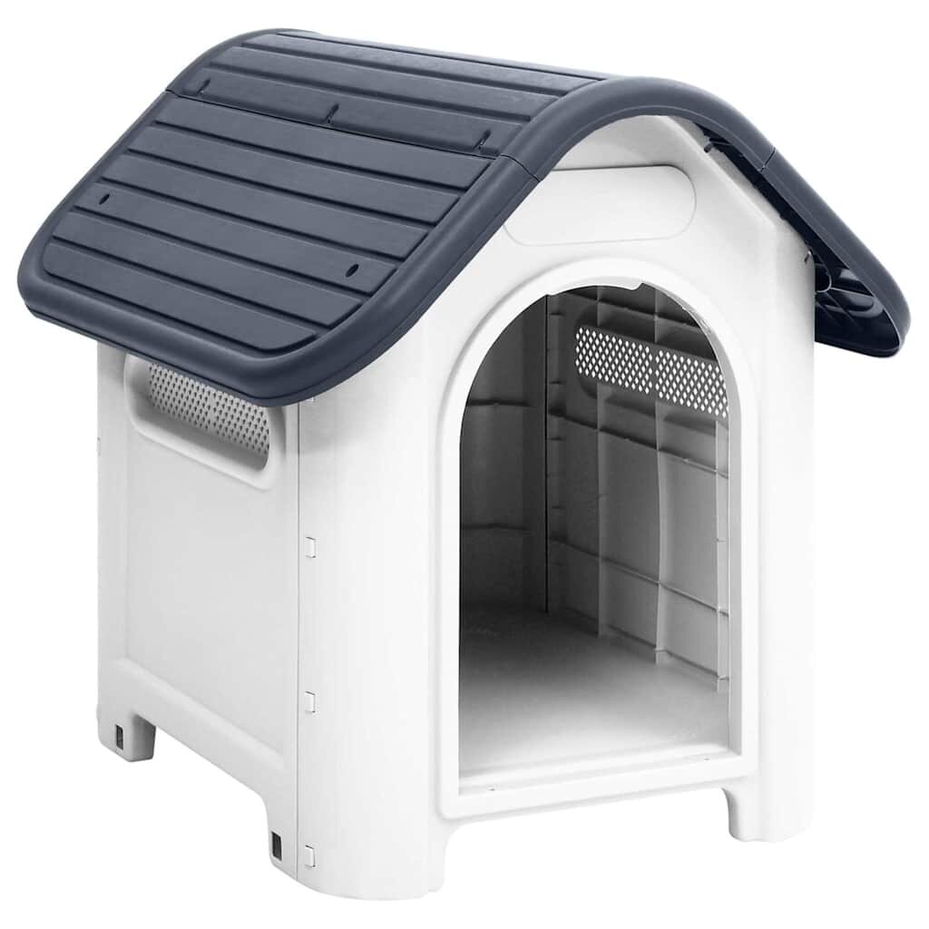 vidaXL Кучешка къщичка сива 59x75x66 см полипропилен