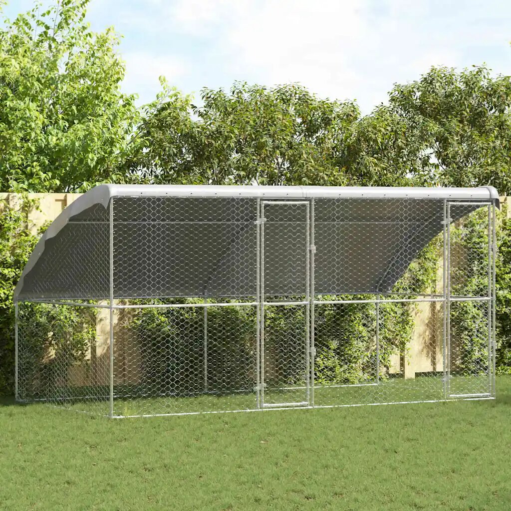 vidaXL Кучешка клетка 2 бр. Сребрист 4 x 2 x 2 m Поцинкована стомана