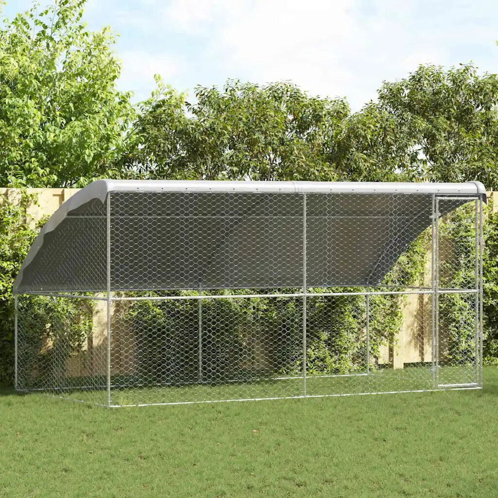 vidaXL Кучешка клетка 2 бр. Сребрист 4 x 2 x 2 m Поцинкована стомана