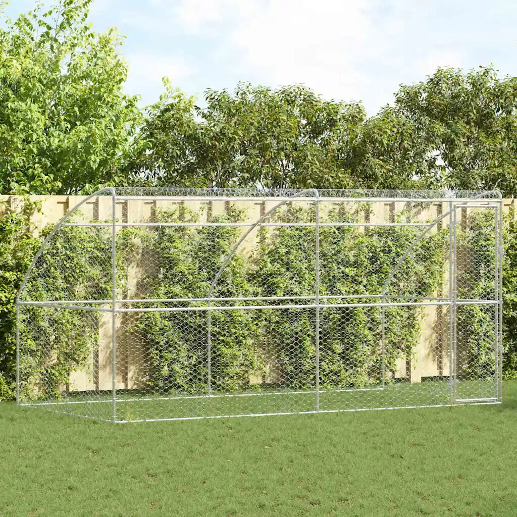 vidaXL Кучешка клетка 2 бр. Сребристо 4 x 2 x 2 m Поцинкована стомана