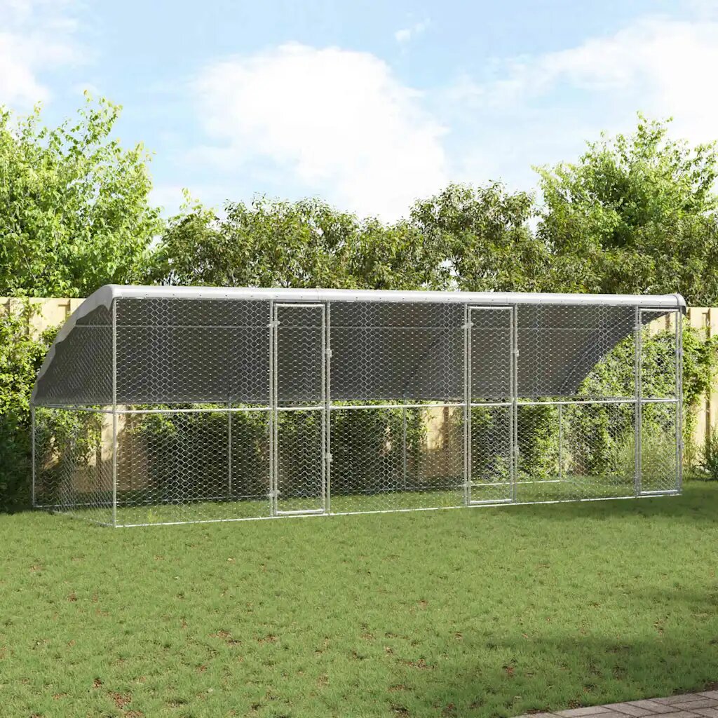 vidaXL Кучешка клетка 3 бр. Сребрист 6 x 2 x 2 m Поцинкована стомана