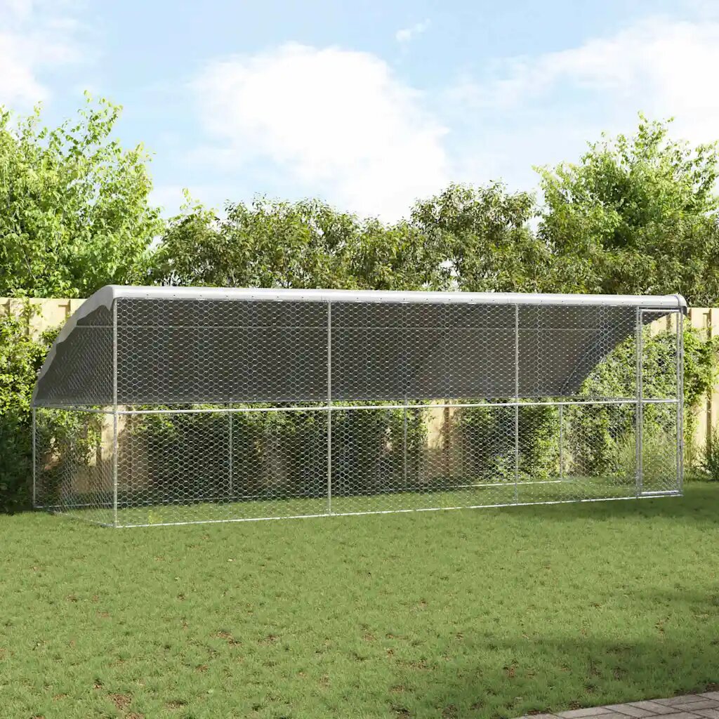 vidaXL Кучешка клетка 3 бр. Сребрист 6 x 2 x 2 m Поцинкована стомана