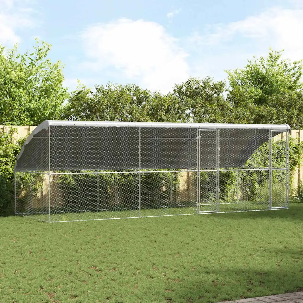 vidaXL Кучешка клетка 3 бр. Сребрист 6 x 2 x 2 m Поцинкована стомана