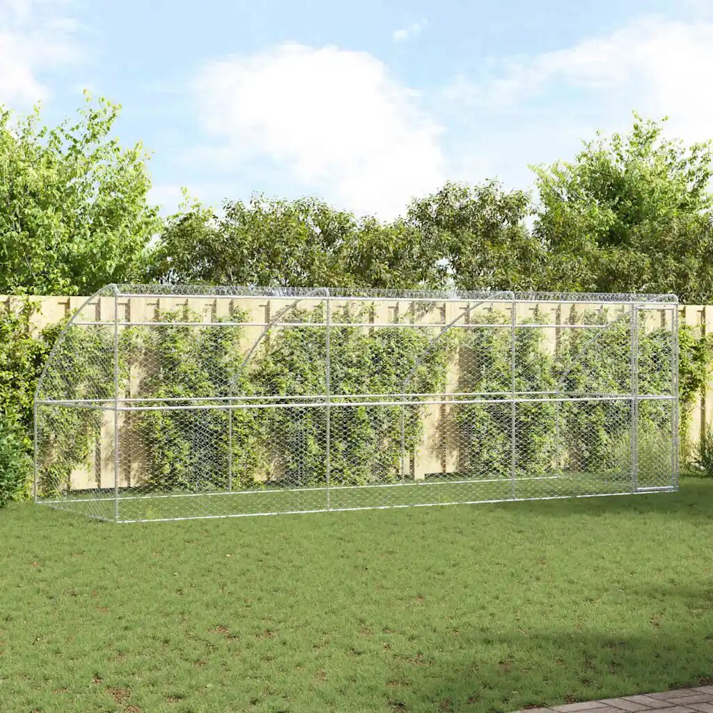 vidaXL Кучешка клетка 3 бр. Сребристо 6 x 2 x 2 m Поцинкована стомана