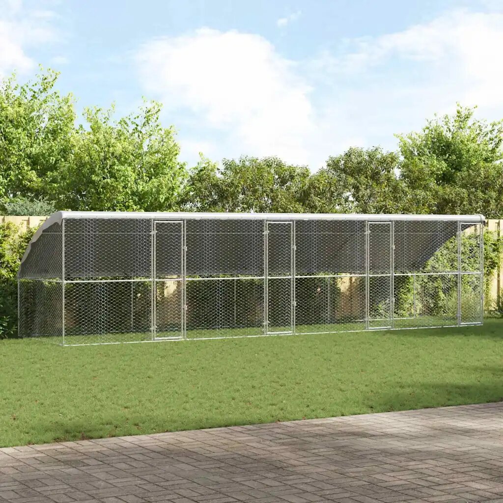 vidaXL Кучешка клетка 4 бр. Сребрист 8 x 2 x 2 m Поцинкована стомана