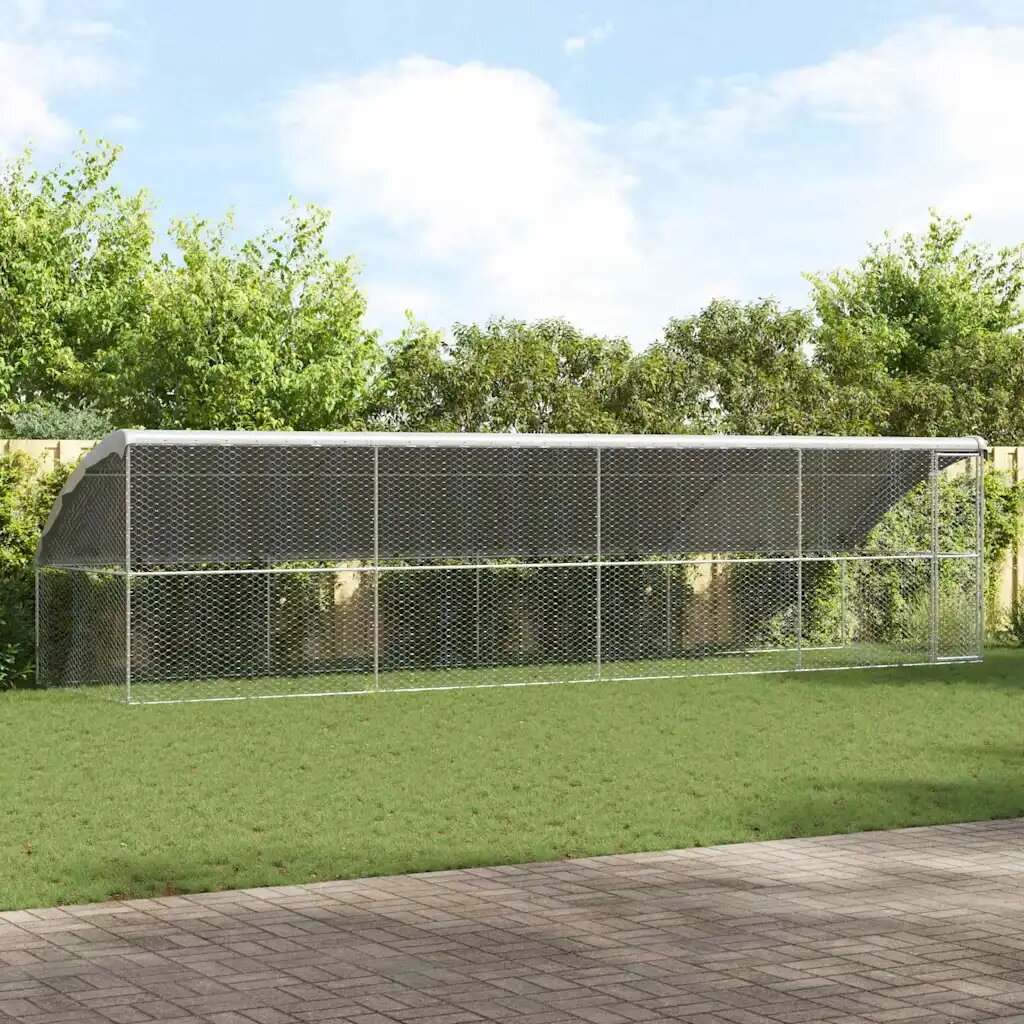 vidaXL Кучешка клетка 4 бр. Сребрист 8 x 2 x 2 m Поцинкована стомана