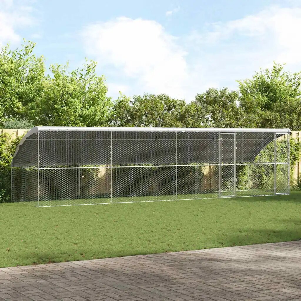 vidaXL Кучешка клетка 4 бр. Сребрист 8 x 2 x 2 m Поцинкована стомана