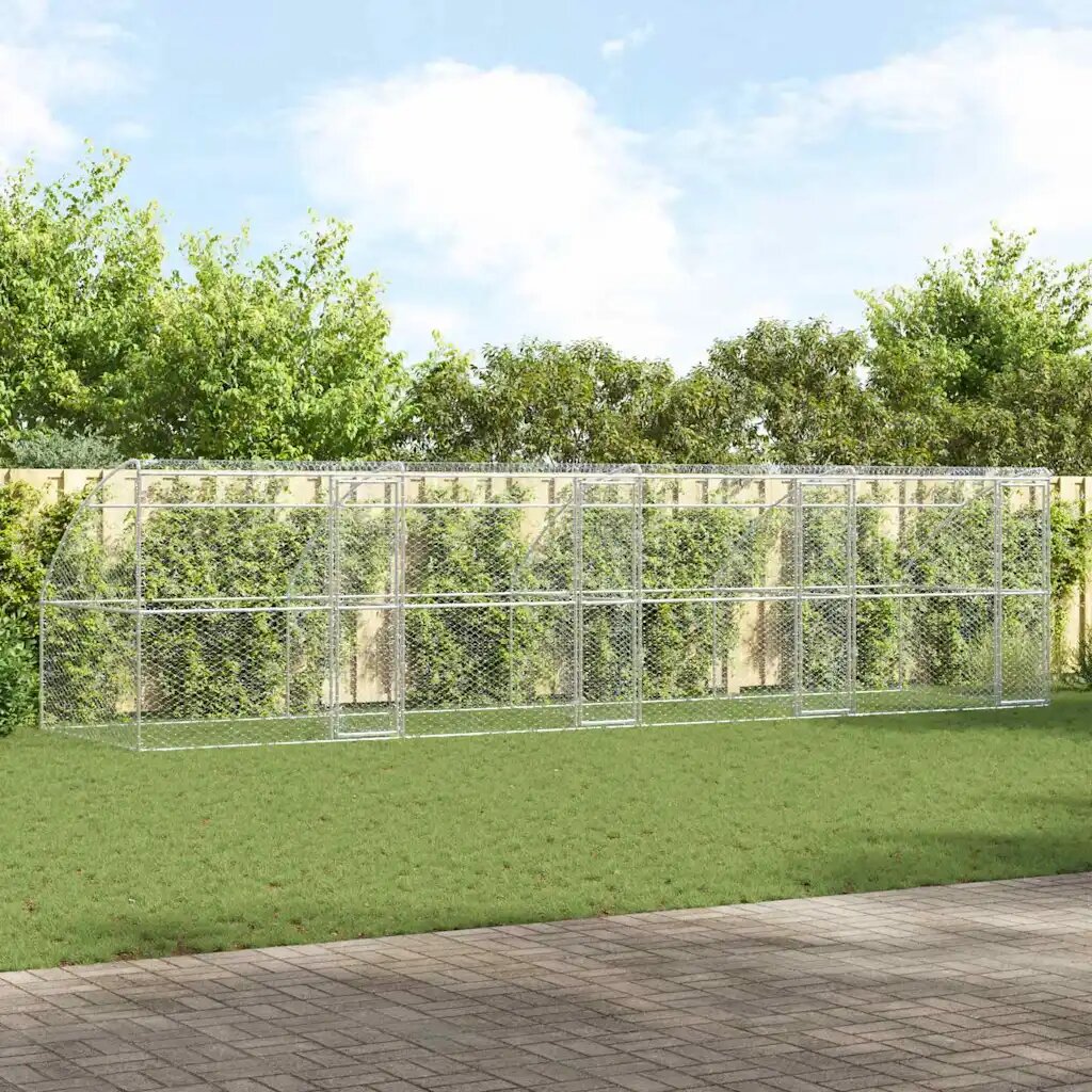 vidaXL Кучешка клетка 4 бр. Сребристо 8 x 2 x 2 m Поцинкована стомана