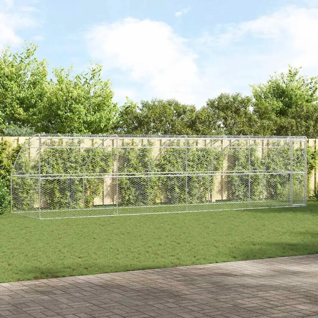 vidaXL Кучешка клетка 4 бр. Сребристо 8 x 2 x 2 m Поцинкована стомана
