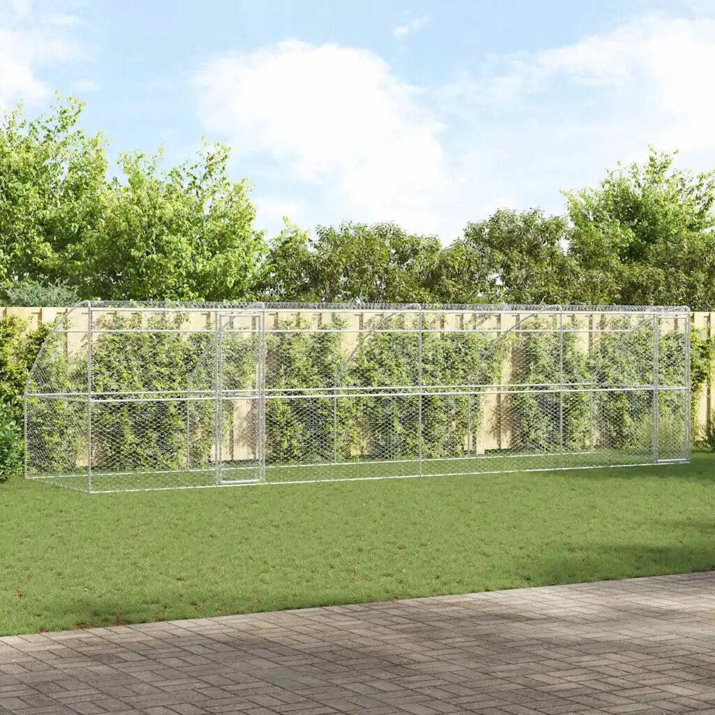 vidaXL Кучешка клетка 4 бр. Сребристо 8 x 2 x 2 m Поцинкована стомана