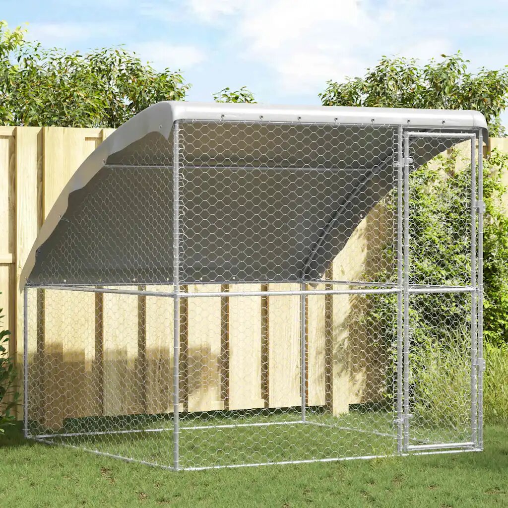 vidaXL Кучешка клетка Сребрист 2 x 2 x 2 m Поцинкована стомана