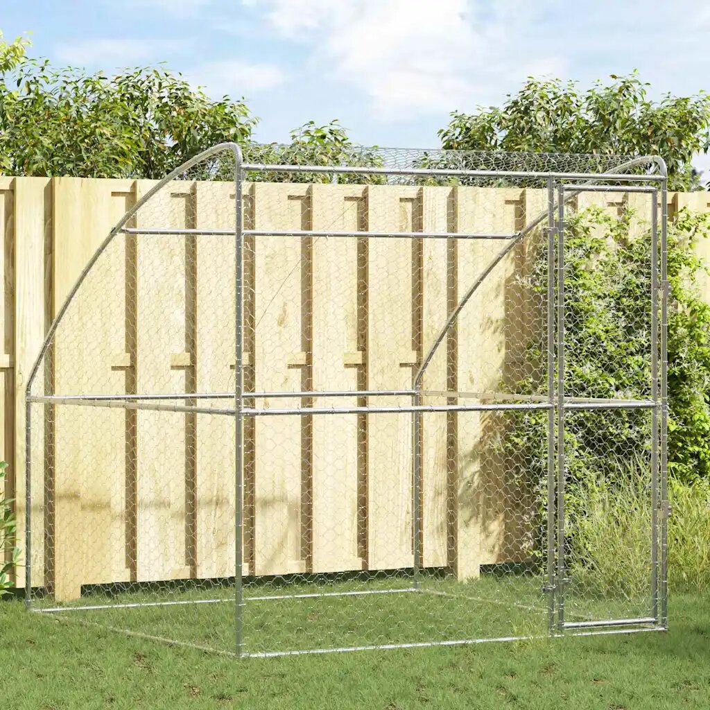 vidaXL Кучешка клетка Сребристо 2 x 2 x 2 m Поцинкована стомана