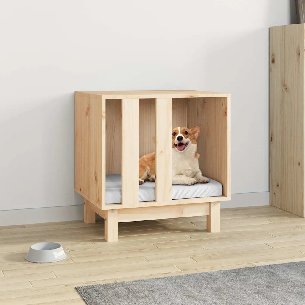 vidaXL Кучешка колиба 50x40x52 см бор масив