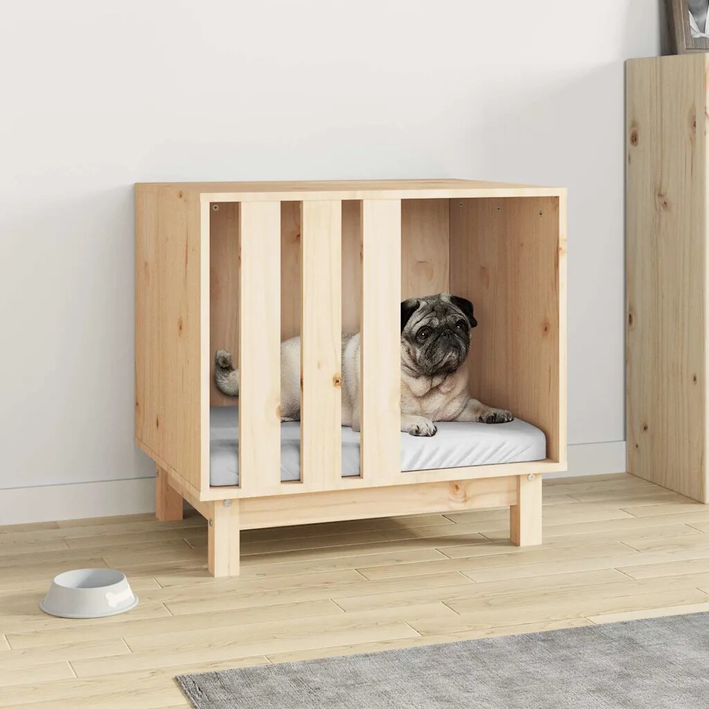 vidaXL Кучешка колиба 60x45x57 см бор масив
