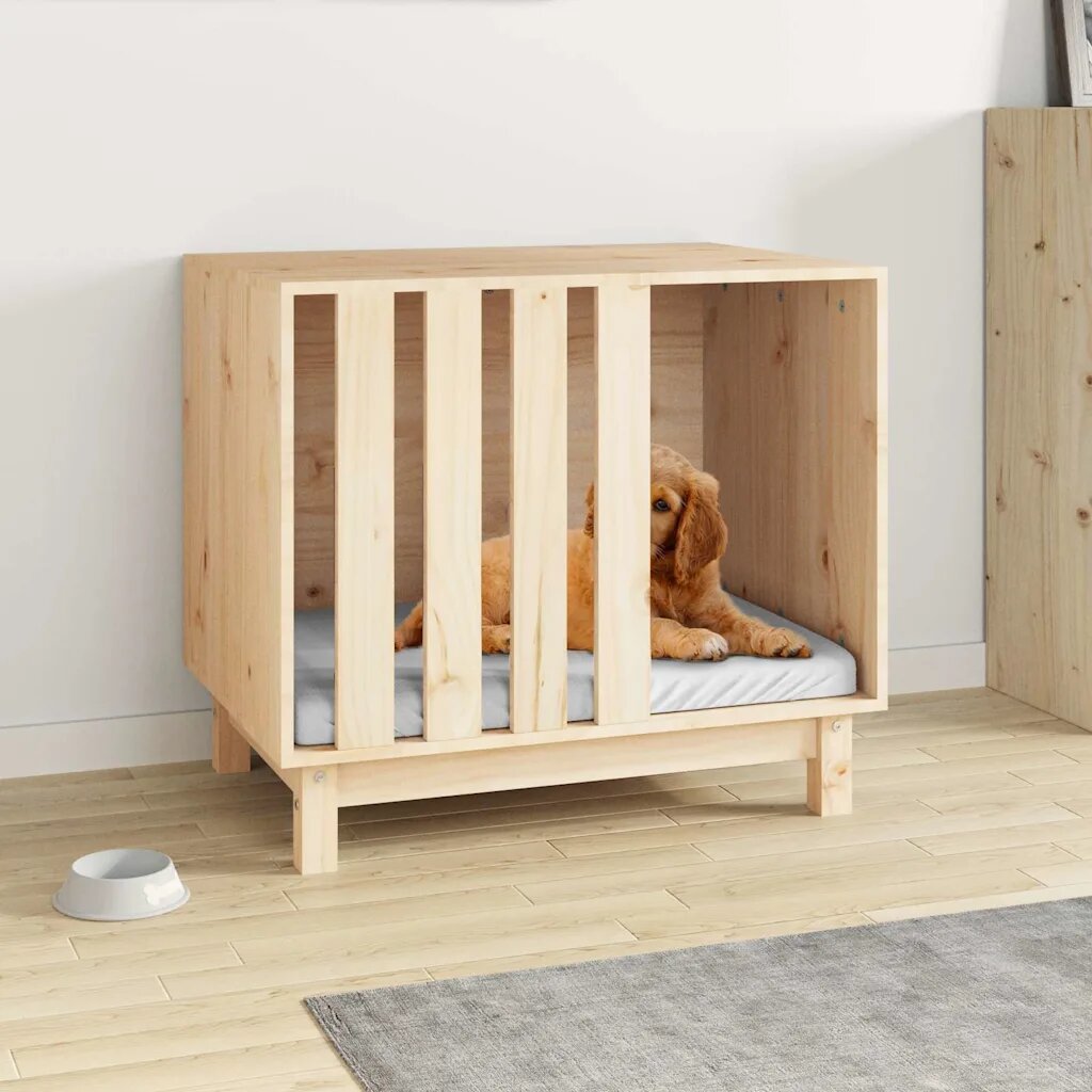 vidaXL Кучешка колиба 70x50x62 см бор масив