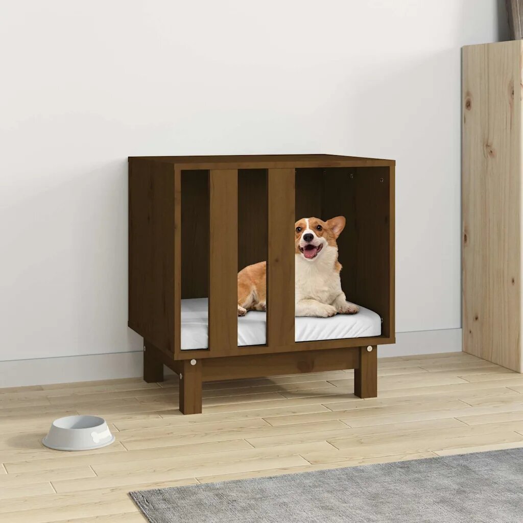 vidaXL Кучешка колиба кафява 50x40x52 см бор масив