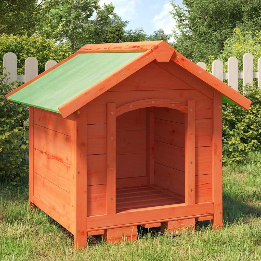 vidaXL Кучешка колиба кафява 65x65x615 см бор масив
