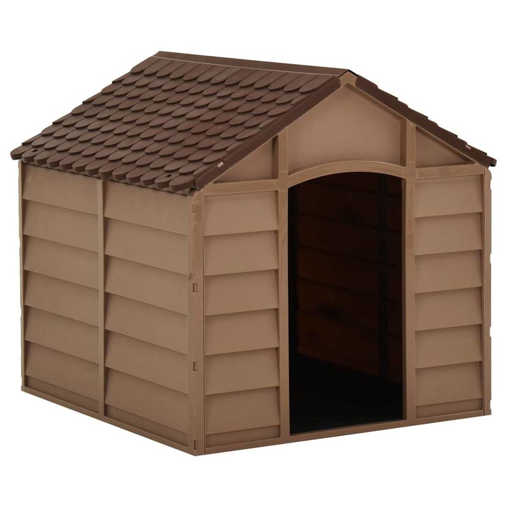 vidaXL Кучешка колиба кафява 71x715x68 см РР