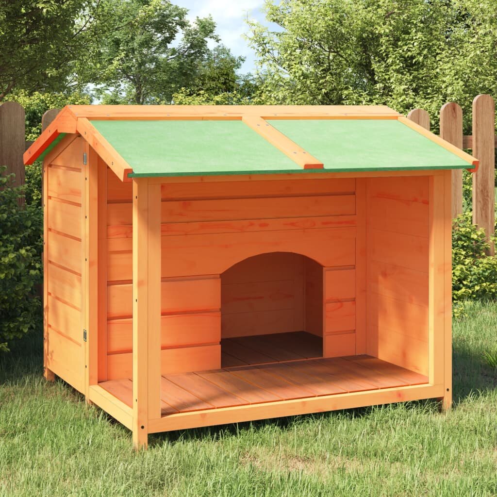 vidaXL Кучешка колиба кафява 96x87x805 см бор масив