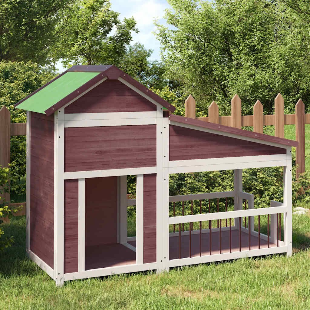 vidaXL Кучешка колиба мока 143x605x109 см бор масив